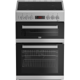 BEKO EDC634S 60cm Double Oven Electric Cooker with Ceramic Hob - Silver