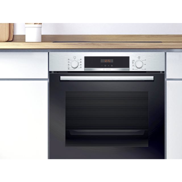 Bosch HBS573BS0B 59.4cm Built In Electric Single Oven with 3D Hot Air - Stainless Steel