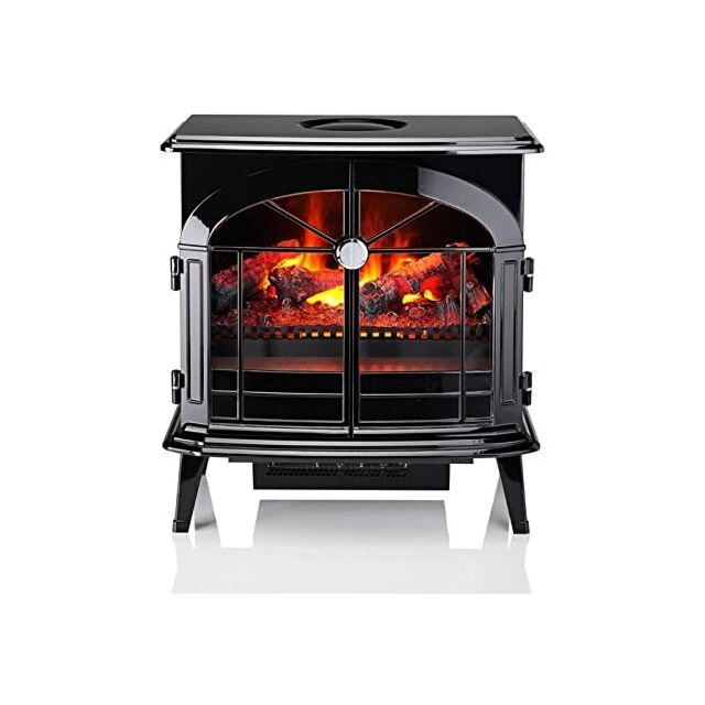 DIMPLEX BRG20 Burgate with gloss black enamel-style stove with Opti-myst flame and smoke effect with remote.