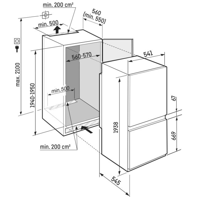 LIEBHERR ICND5603 194cm High Integrated Fridge Freezer Fixed Door