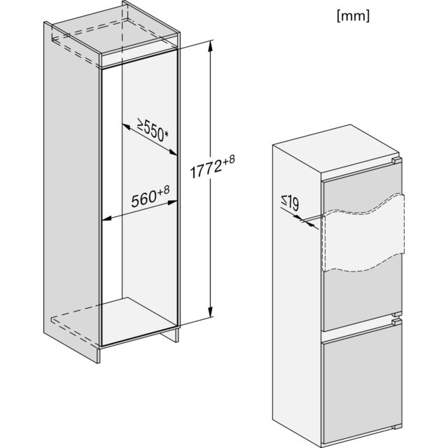 MIELE KDN7724E Built-In Fridge-Freezer Fixed Hinge