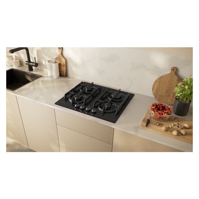 NEFF T26PIP4S0 60cm Gas Hob in Black Glass