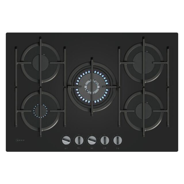 NEFF T27PIQ4S0 75cm Gas Hob 5 Burner Black Glass