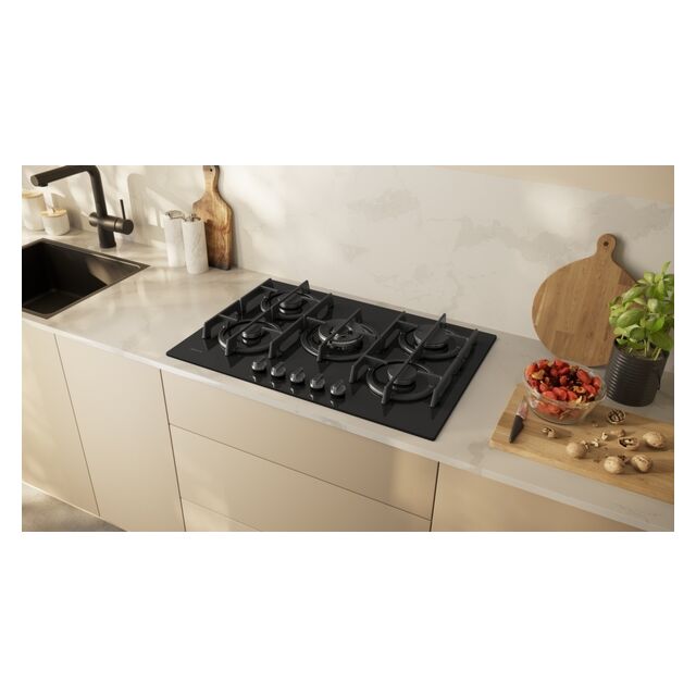 NEFF T27PIQ4S0 75cm Gas Hob 5 Burner Black Glass