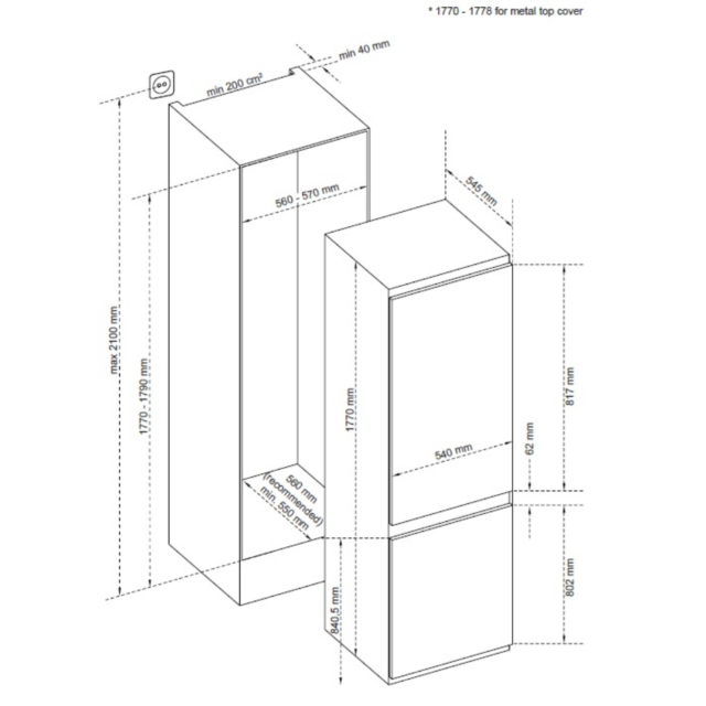 SENSIS RFCMBI015450EW Built In 50/50 Fridge Freezer