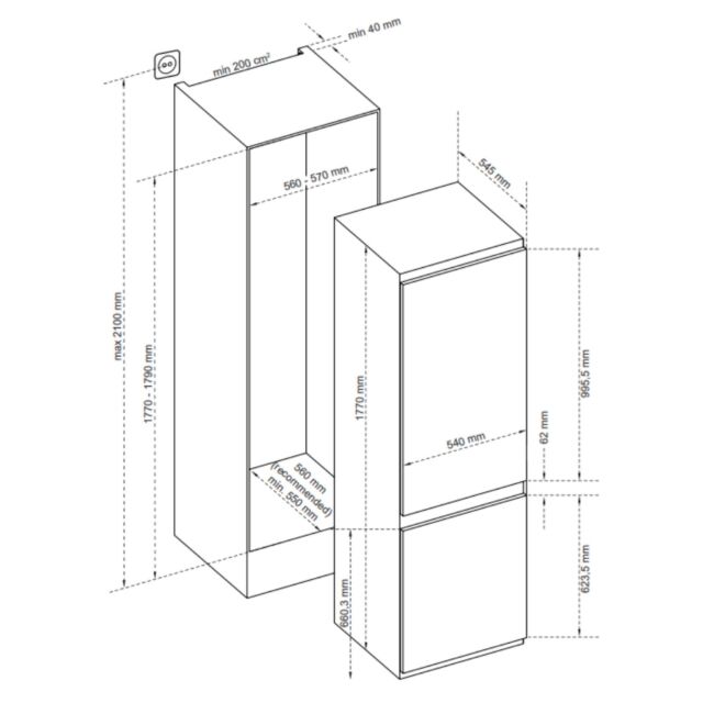 SENSIS RFCMBI015470EW Built In 70/30 Fridge Freezer